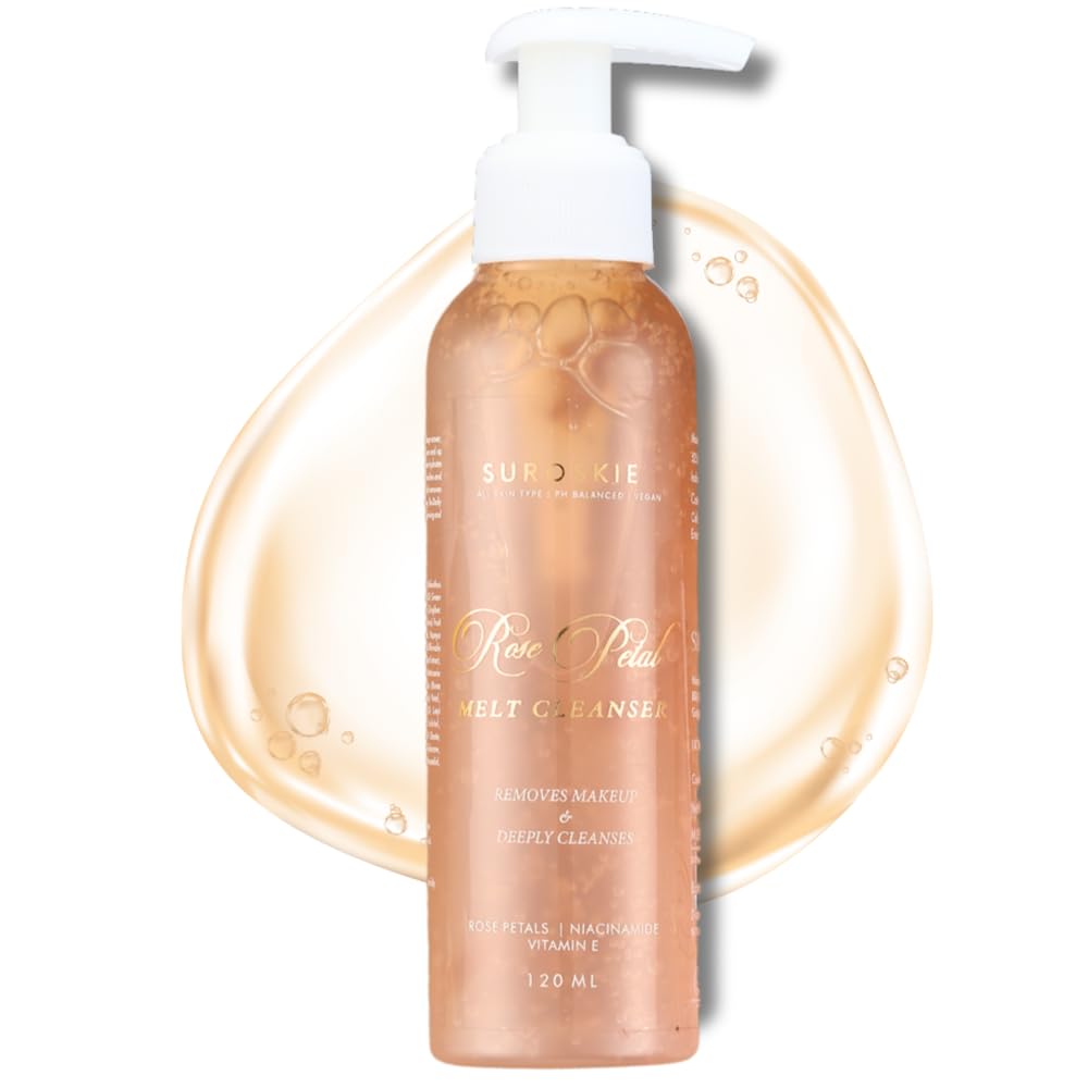 Suroskie Rose Petals Melt Cleanser 120Ml |2-In-1 Face Wash & Makeup Remover | Rose Water, Niacinamide & Vitamin E For Nourished , Brightens & Glow | Suitable For All Skin Types – Men & Women