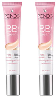 POND'S Bb+ Natural Cream, Instant Spot Coverage + Light Make-Up Glow For All Skin Types, Ivory 18G (Pack Of 2)
