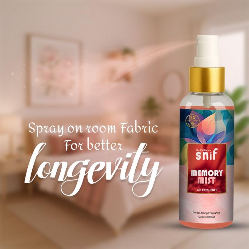 The Old Natural Snif Memory Mist & Green Pulse Air Freshener Spray – 200ml | Uplifting Floral Aroma, Natural Air Freshener for Home, Office & Car Pack of 2 - Combo