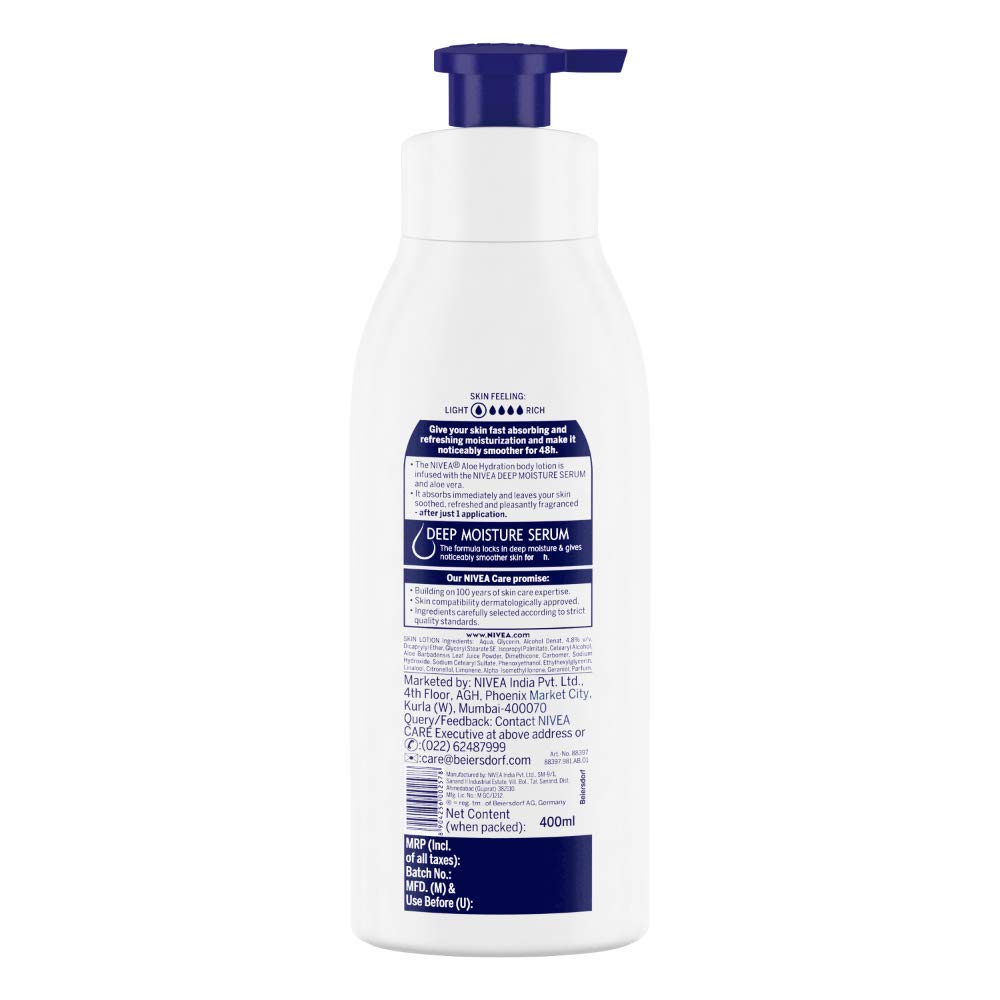 NIVEA Aloe Hydration Body Lotion, 400ml & NIVEA Aloe Hydration Body Lotion, 200 ml (Pack of 2)