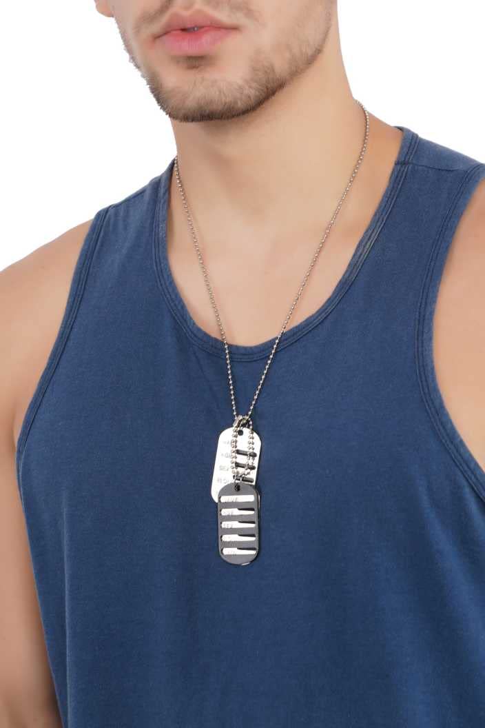 ASTRODIDI Stylish Trending Look Silver and Black Pendant with Chain For Girl and Boys
