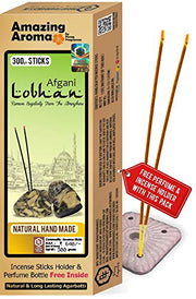 Parag Fragrances Afgani Lobhan Incense Sticks of 300gm Agarbatti with 2pc Perfumes and 1pc Incense Holder/Natural Fragrance & No Charcoal Incense Sticks for Pooja & Home Fragrance