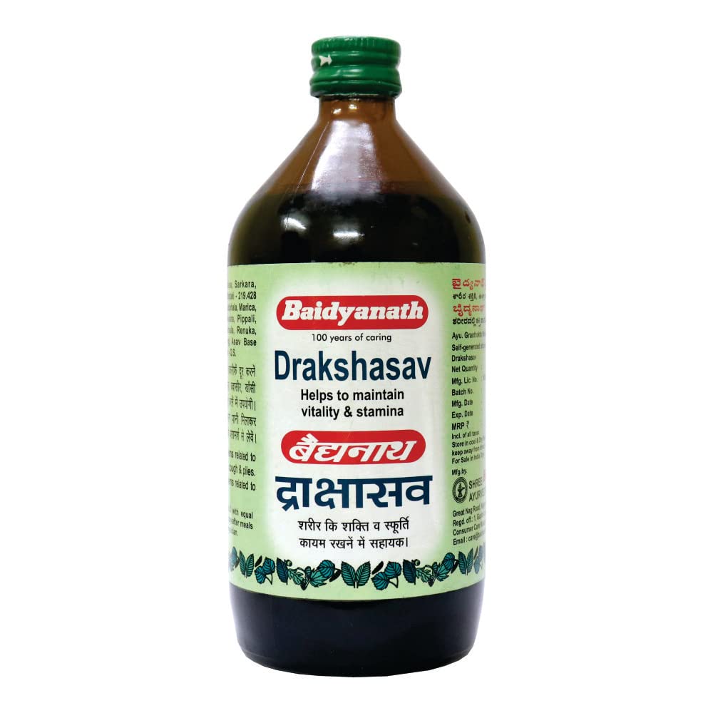 Baidyanath Asli Ayurved Drakshasava | Helps To Preserve The Strength | Effective Solution For Loss Of Appetite, Tiredness, Restlessness | (450 Ml), Liquid