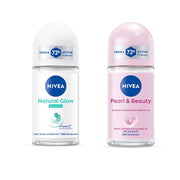 NIVEA Women's Deodorant Roll-On, Whitening Smooth Skin, 50Ml And Deodorant Roll On, Pearl & Beauty, 50Ml, 2 count