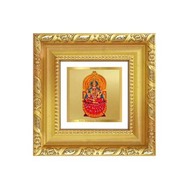 DIVINITI Sarada Devi 24K Gold Plated Foil Tabletop Photo Frame for Home Décor, Puja Room, Living Room, Office, Luxury Gifting | DG Frame 103 S1A (10x10 CM)