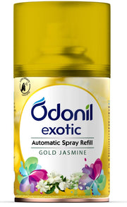 DABUR Odonil Exotic Automatic Spray - 225Ml | Gold Jasmine | 2X Long Lasting | Fits all Machines | 2200 Sprays Guaranteed | Lasts Upto 60 Days | Suitable for Washroom, Gym area, Living Room & Office