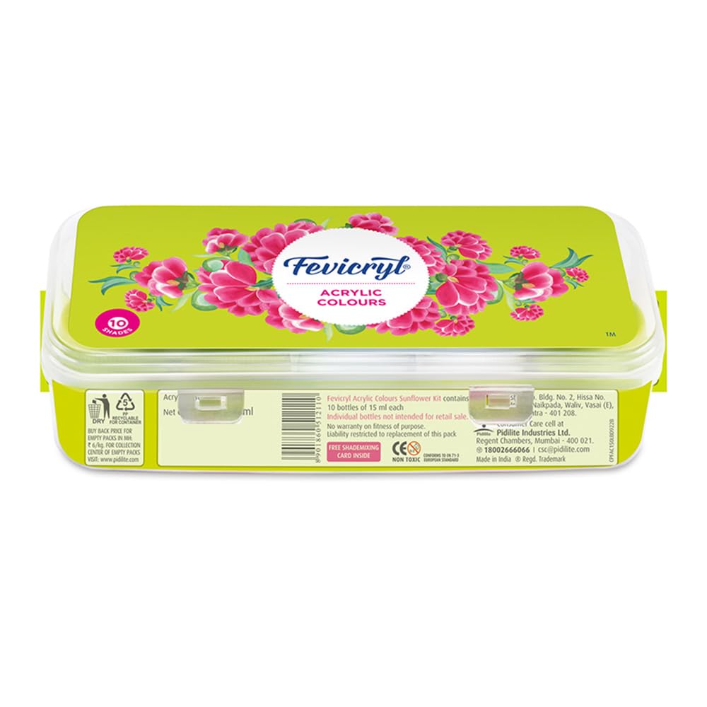 Fevicryl Acrylic Colours Sunflower Kit and Pastel Acrylic Colours Kit Combo | Ideal For Wood, Glass, Canvas, Metal, Plastic| Ideal for Gifting Students, Artists