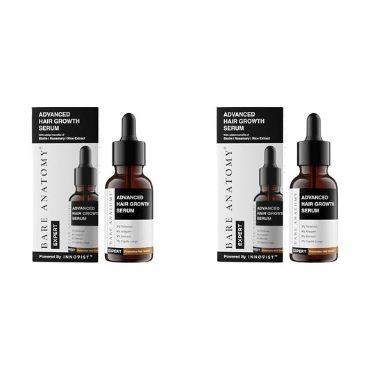 Bare Anatomy Advanced Hair Growth Serum | 3% Redensyl, 4% Anagain, 3% Baicapil, 1% Capilia Longa, Rosemary, Biotin & Rice Extract | Hairfall control & Hair Density | Women & Men | (30ml-Pack of 2)