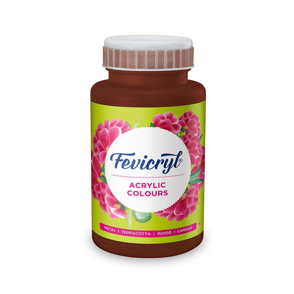 Fevicryl Pidilite Acrylic Colour (500 ml, Dark Brown) 3D Outliners Regular Kit 20ml x 5 | Multi Colour