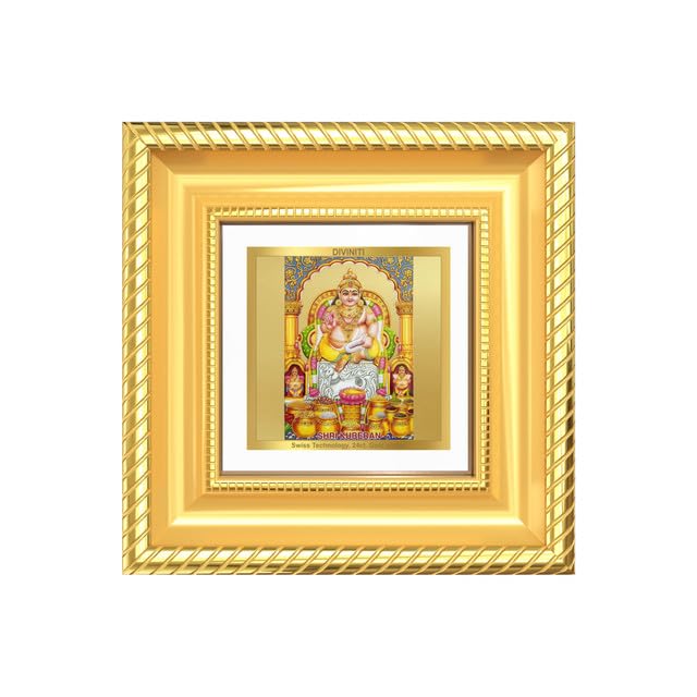 DIVINITI Lord Kuber 24K Gold Plated Foil Tabletop Photo Frame for Home Décor, Puja Room, Luxury Gifting | DG Frame 015 S1A (10x10 CM)