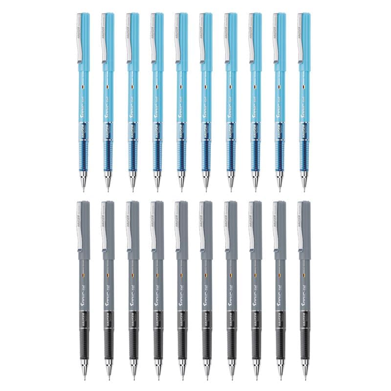 Hauser Sonic 0.55 mm Gel Pen Combo Pack | Comfortable Grip With Smudge Free Writing | 10 Pcs Blue Ink & 10 Pcs Black Ink
