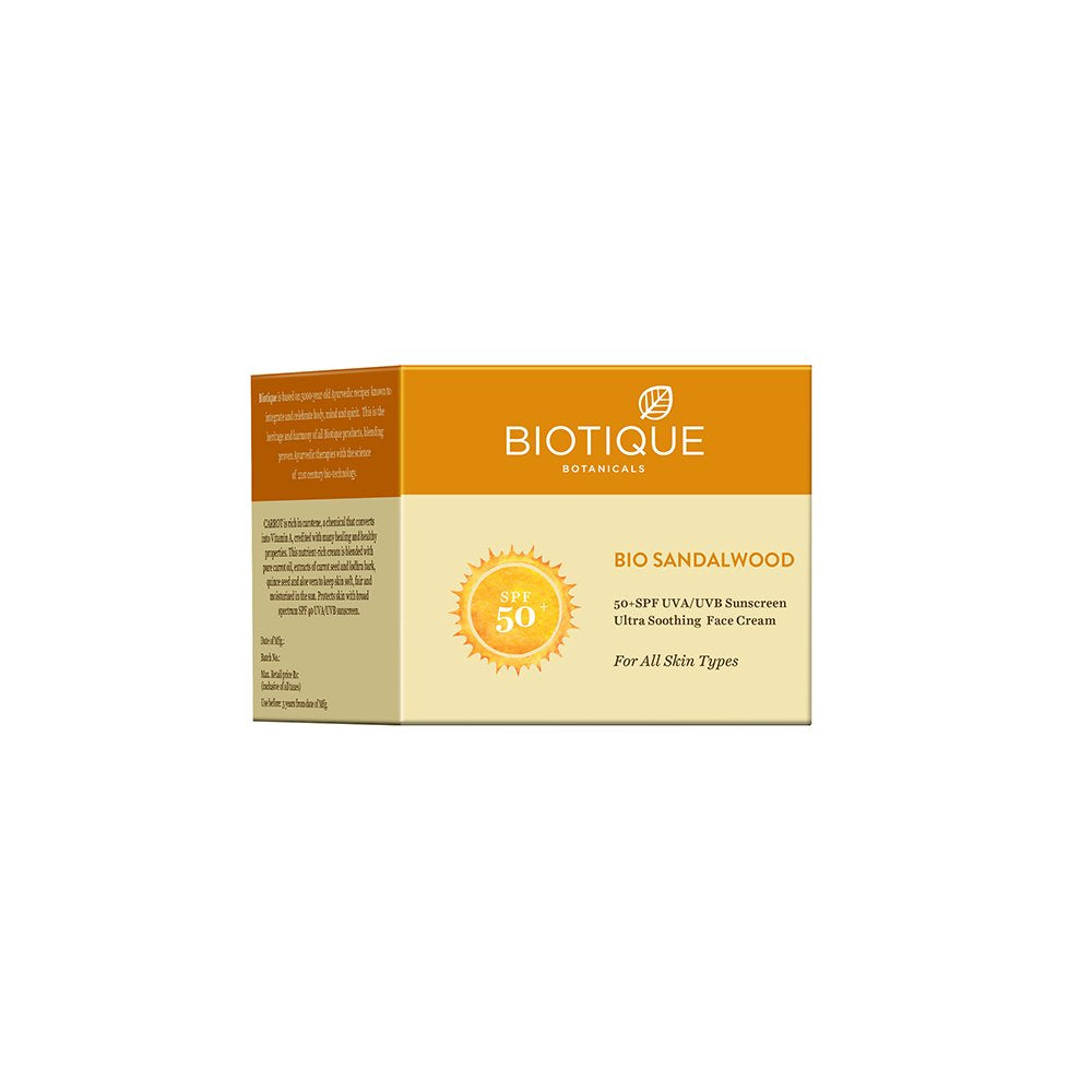 Biotique Bio Green Apple Fresh Daily Purifying Shampoo and Conditioner for Oily Scalp and Hair, 180m And Biotique Bio Sandalwood Face & Body Sun Cream Spf 50 Uva/Uvb Sunscreen For All Skin Types