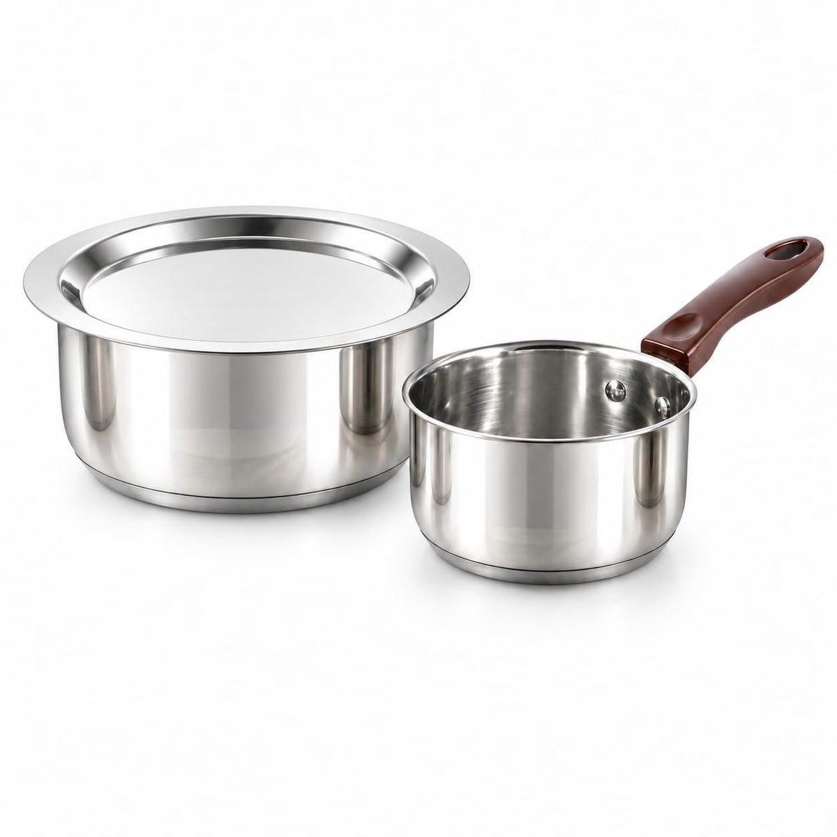 Vinod Stainless Steel Tope with Lid, 1.8 LTR & Sauce Pan Set, 1 LTR