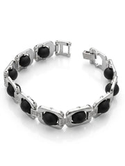 RUDRADIVINE Premium Silver Plated Karungali Wood Bracelet | Black Ebony Bead Elegant Bracelet