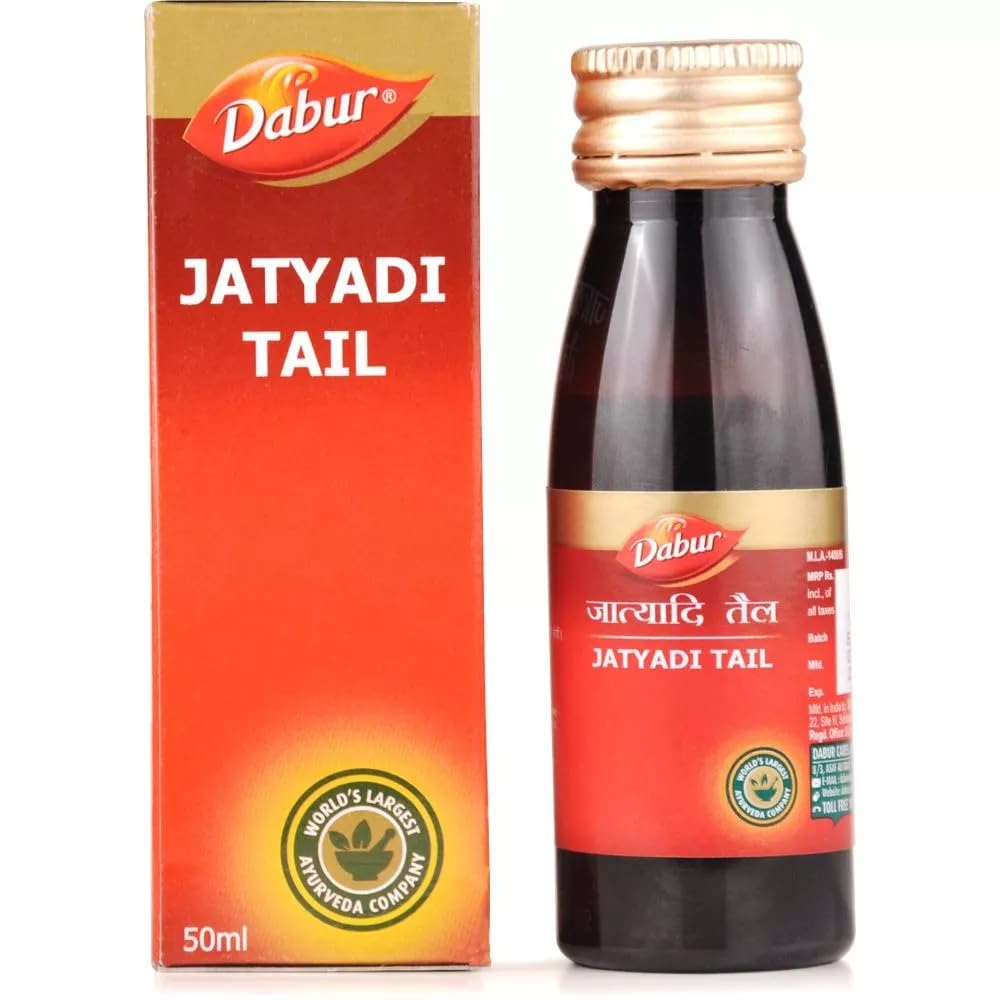 Dabur Jatyadi Oil, Ayurvedic Herbal Oil for Skin Care and Wound Healing 50ml Pack of 2