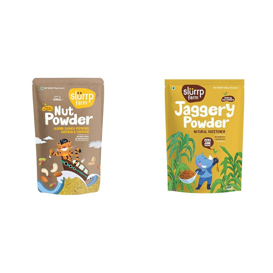 Slurrp Farm NO Added Sugar 100% Natural Nut Powder, 100 G + Slurrp Farm Jaggery/Gur/Gud Powder | Healthy Sugar Subsitute | Unbleached Jaggery | Sulphate Free, 3