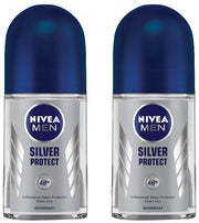 Nivea Deodorant Roll On, Silver Protect for Men, 50ml (Pack of 2)