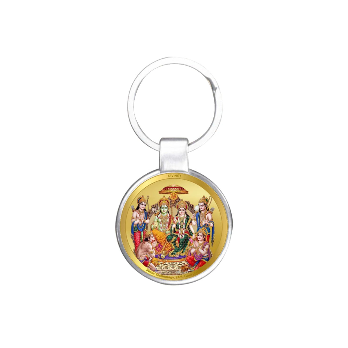 DIVINITI 24K Gold Plated Key Chain with Metallic Ring|Key Chains For Premium Gift All Vehicles Car Bike Scooty|Durable Key Ring For Men Women and Kids