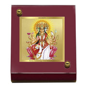 DIVINITI 24K Gold Plated Religious Car Dashboard Frame | Premium God Idol Frame for Car, Home Mandir & Office Table | Spiritual Gift, Decorative Showpiece | Gayatri Mata