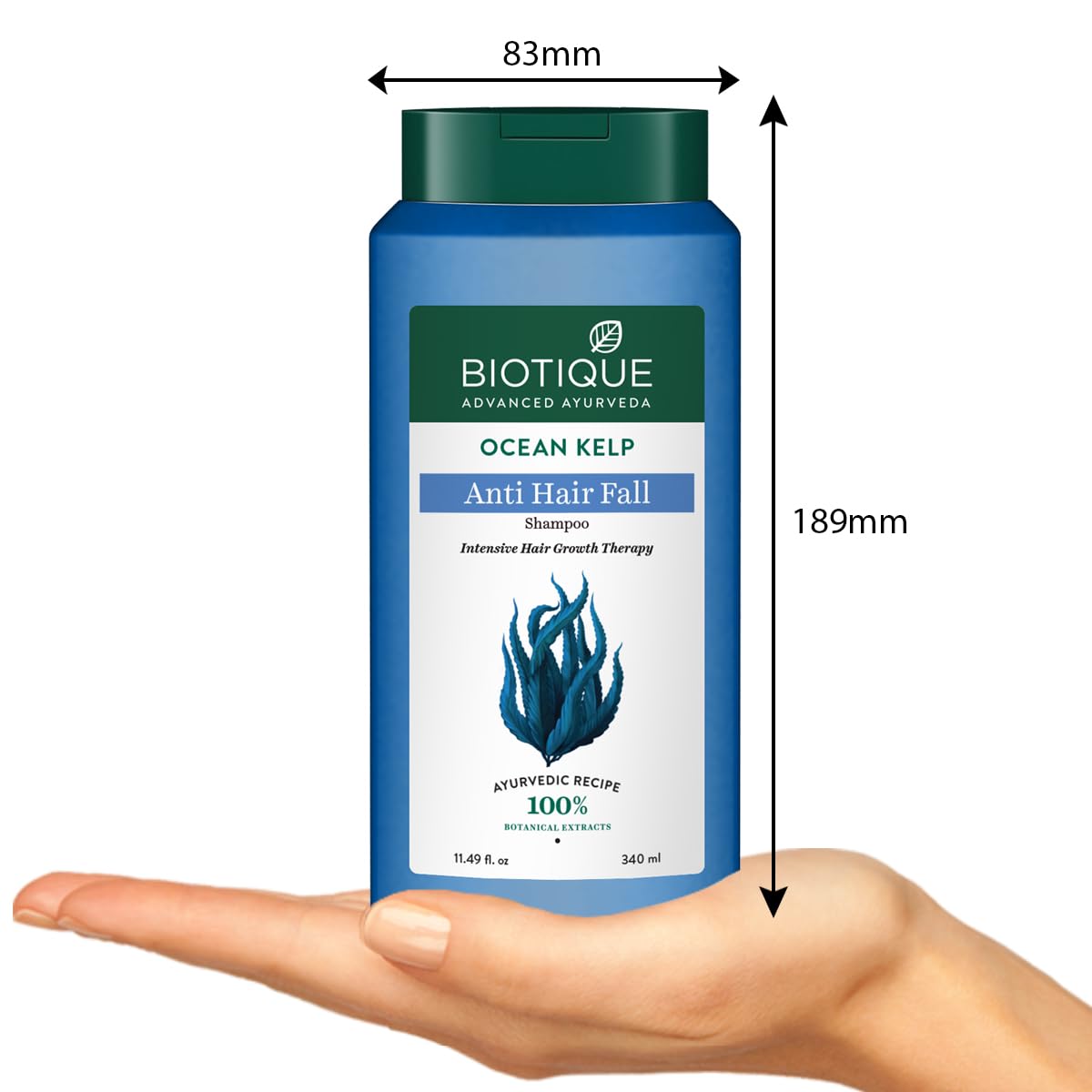 Biotique Ocean Kelp Anti Hairfall Shampoo | Intensive Hair Growth Therapy| Anti Hairfall Shampoo that Maintains Shine |100% Botanical Extracts | Suitable for All Hair Types |340ml