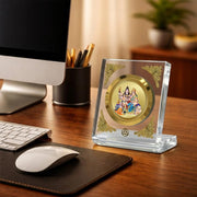 DIVINITI 24K Gold Plated Lord Shiv Parivar Acrylic Frame for Car Dashboard, Home Temple & Office Table | Premium Spiritual Gift, Blessings for Protection & Positivity, 8x7 cm Decorative Showpiece