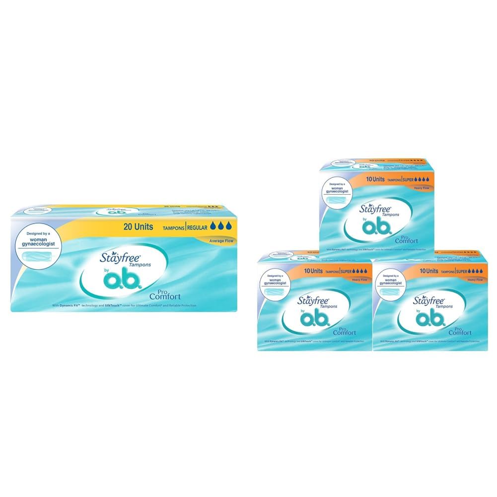 Stayfree Tampons by OB| Normal flow|20 piece| Dynamic Fit Technology| Rashfree| No skin irritation| Upto 100% leakage protection| Silk touch technology| Stain free & Tampons by OB Super 10's