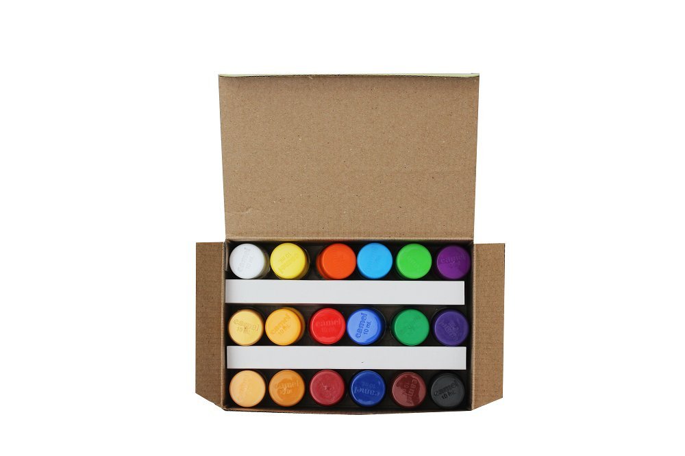 Camel Camlin Kokuyo Multicolor Pack Of 18 Shade Bottles 10Ml Each, 1 Palette, 1 Brush & Assorted 20-Shade Soft Pastel Set