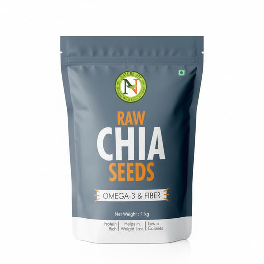 NatureVit Raw Chia Seeds 1 Kg | Superfood for Eating | Rich in Omega-3, Fiber & Protein | Ideal for Weight Loss, Digestion & Energy | Gluten-Free & Vegan