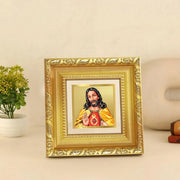 DIVINITI Jesus Christ 24K Gold Plated Foil Tabletop Photo Frame for Home Décor, Prayer Room, Living Room, Office, Luxury Gifting | DG Frame 103 S1A (10x10 CM)