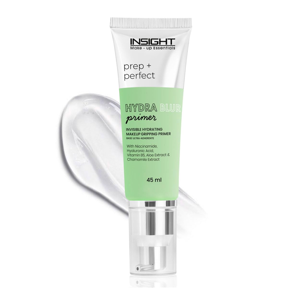 INSIGHT Hydrablur Primer| Lightweight| Silicone-Free| Water-Based| Hydrating & Smoothing| Enriched with Niacinamide| Hyaluronic Acid| Acne-Prone| Non-Greasy| Fast-Absorbing Primer| All Skin Types - 45gm