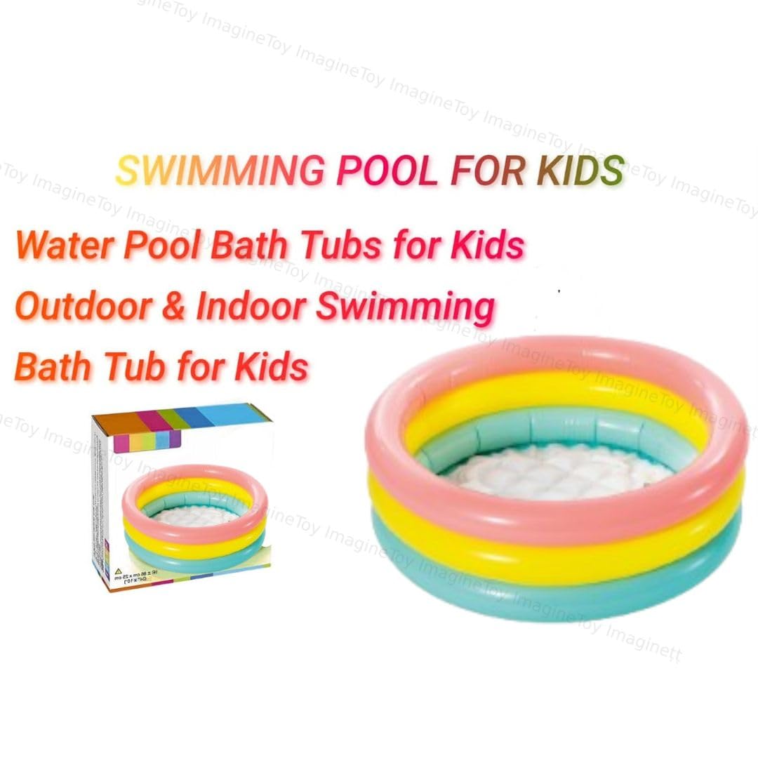 Toy Imagine™ 2 ft Swimming Pool for Kids Small Size for 0 to 2 Years | Inflatable Round Ring Baby Bathing Tubs for Kids | Pool Indoor & Backyard, Garden.