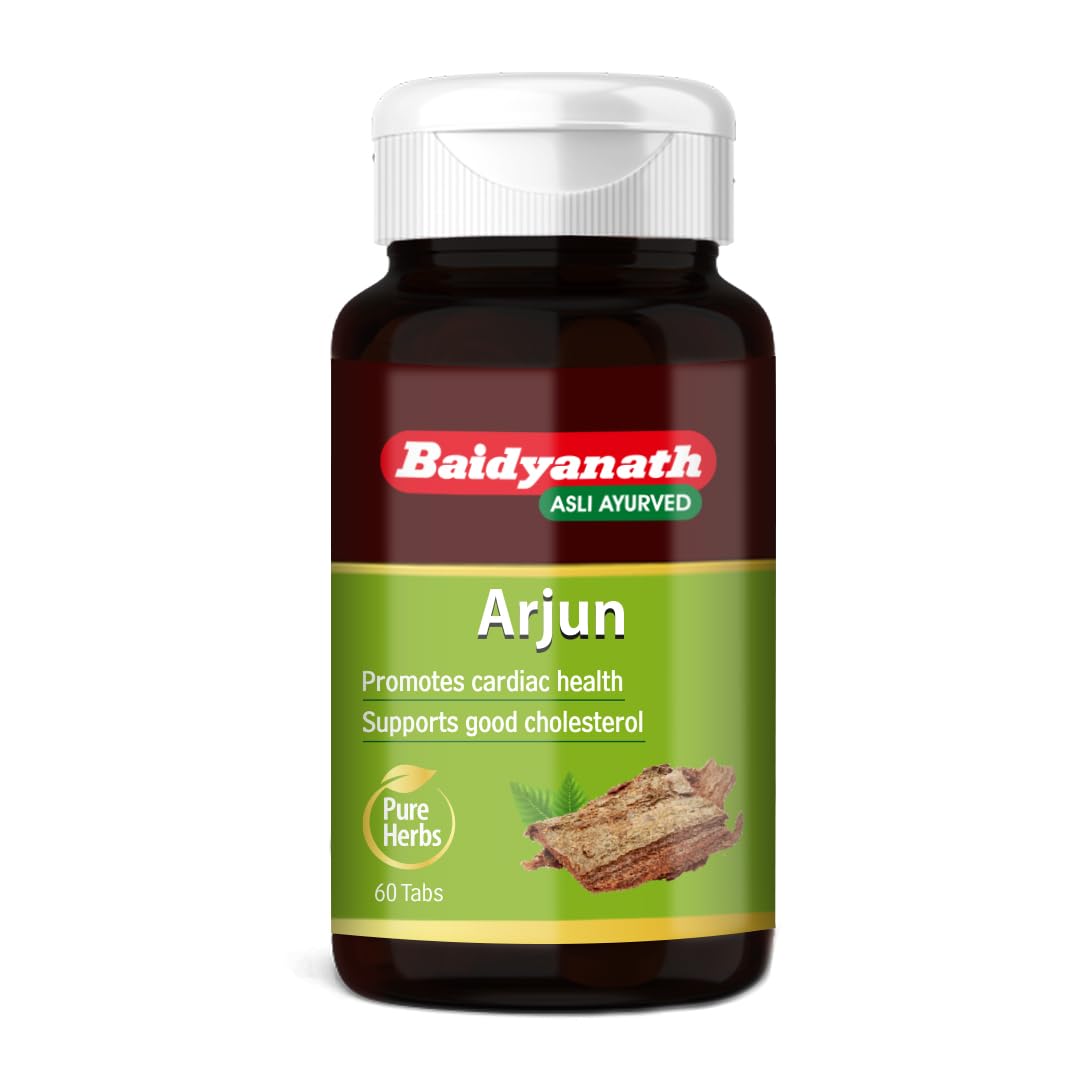 Baidyanath Arjun -60 Tablets | Ayurvedic Arjuna Extract | Supports Circulation, Lipid, Cholesterol Balance & Herbal Heart Wellness Supplement