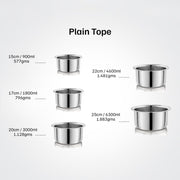 Vinod – Claro Heavy Gauge Stainless Steel Tope (Plain), 1.5 mm – Capacity 1.8 Liter