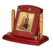 DIVINITI 24K Gold Plated Shri Radha Krishna Photo Frame for Car Dashboard | Premium Religious Idol for Home Office Prayer Decor & Spiritual Gift | Size 8 x 9 cm