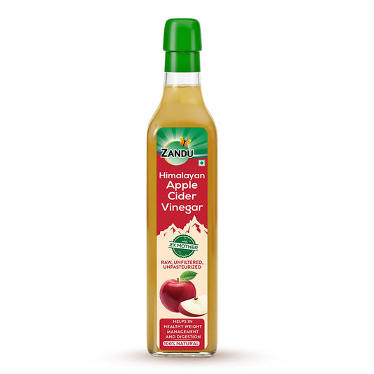 Zandu Himalayan Apple Cider Vinegar with 2X Mother | Scientifically Tested | Raw, Unfiltered, Unpasteurized | Supports Healthy Weight & Digestion | 100% Himalayan Apples | 500ml