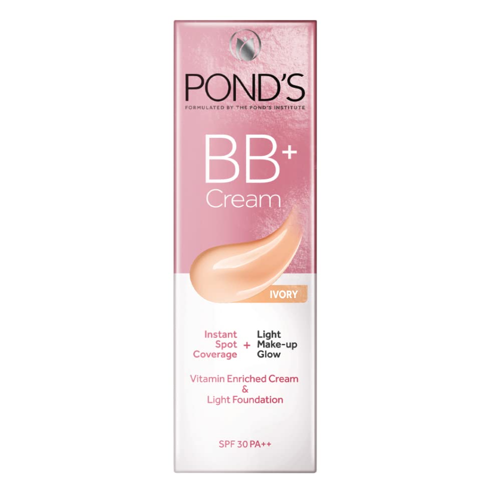 POND'S Bb+ Natural Cream, Instant Spot Coverage + Light Make-Up Glow For All Skin Types, Ivory 18G (Pack Of 2)