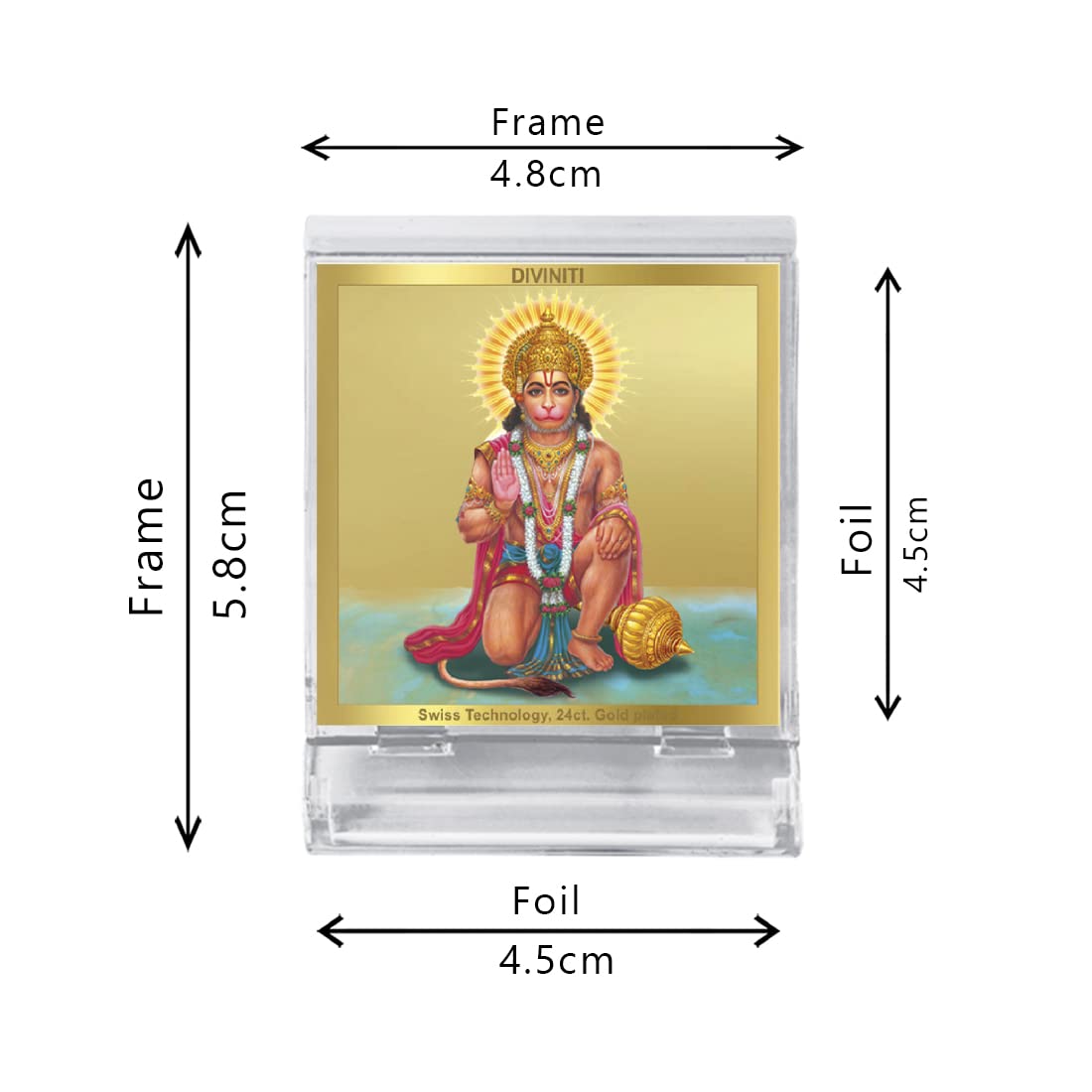 DIVINITI 24K Gold Plated Religious Car Dashboard Frame | Premium God Idol Frame for Car, Home Mandir & Office Table | Spiritual Gift, Decorative Showpiece | Hanuman-3