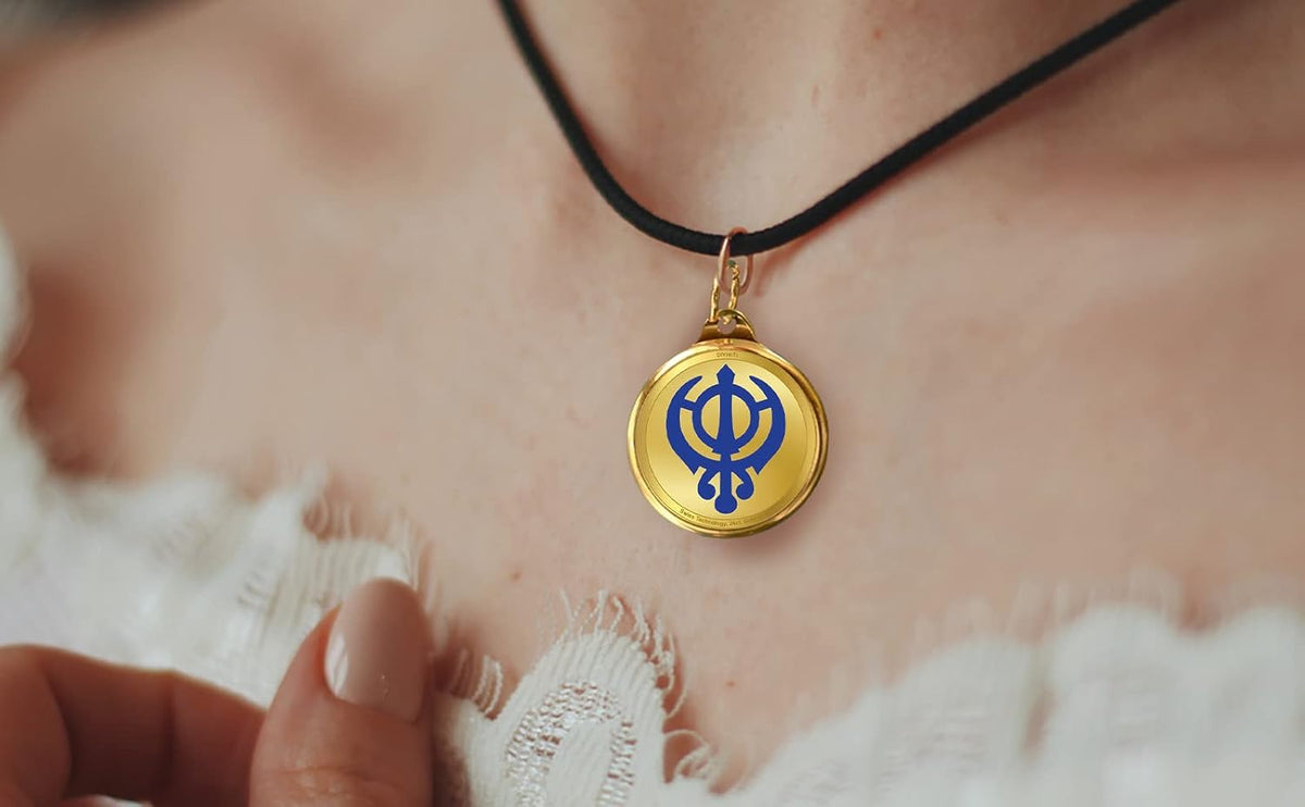 DIVINITI 24K Gold Plated Double-Sided Religious Pendant with Premium Gift Box, Spiritual Locket for Men & Women, Devotional Jewellery for Gifting & Everyday Wear | Khanda Sahib & Ek Onkar