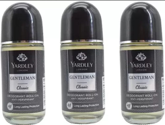 Yardley London Gentleman Classic Deodorant Roll-On Alcohol Free 50ML Each (Pack of 3) Deodorant Roll-on - For Men (150 ml, Pack of 3)