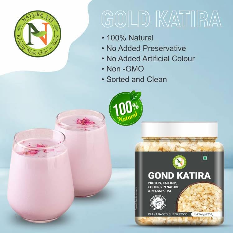 NatureVit Pure Gond Katira 250g (Edible Almond Gum) | High Cooling Properties | Natural Tragacanth Gum Superfood | Calcium · Magnesium · Protein