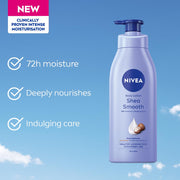 NIVEA Shea Smooth 400ml Body Lotion | 72 H Moisturization | With Deep Moisture Serum & Shea Butter | Non Greasy & Healthy Looking Skin