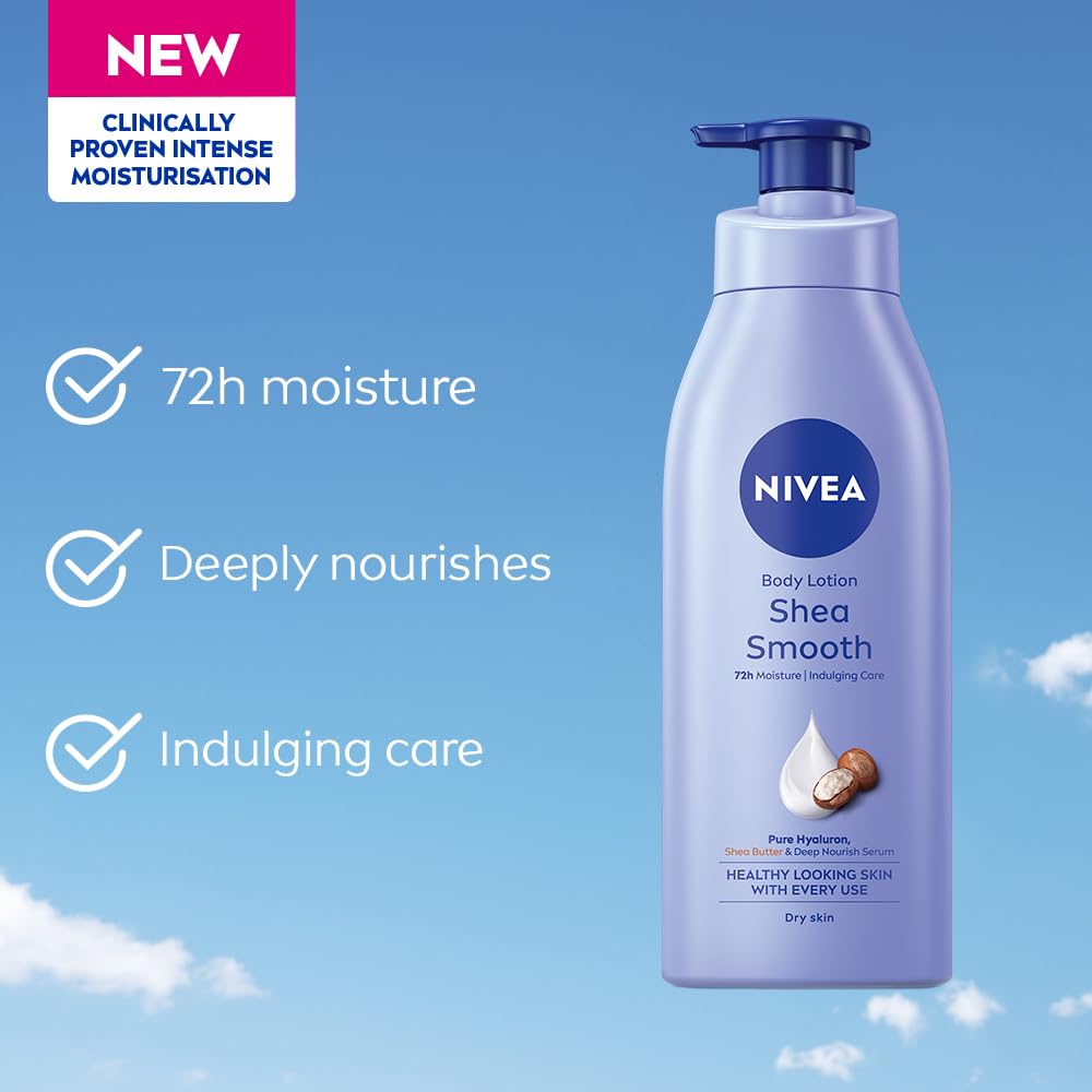 NIVEA Shea Smooth 400ml Body Lotion | 72 H Moisturization | With Deep Moisture Serum & Shea Butter | Non Greasy & Healthy Looking Skin