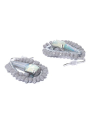 Priyaasi Prita Stones Studded Drop Earrings in Grey and Silver Color, One Size (DC-EAR-50270)