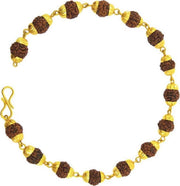 ASTRODIDI Rudraksha Bracelet of 5 Mukhi Beads and Brass Cap for Men & Women