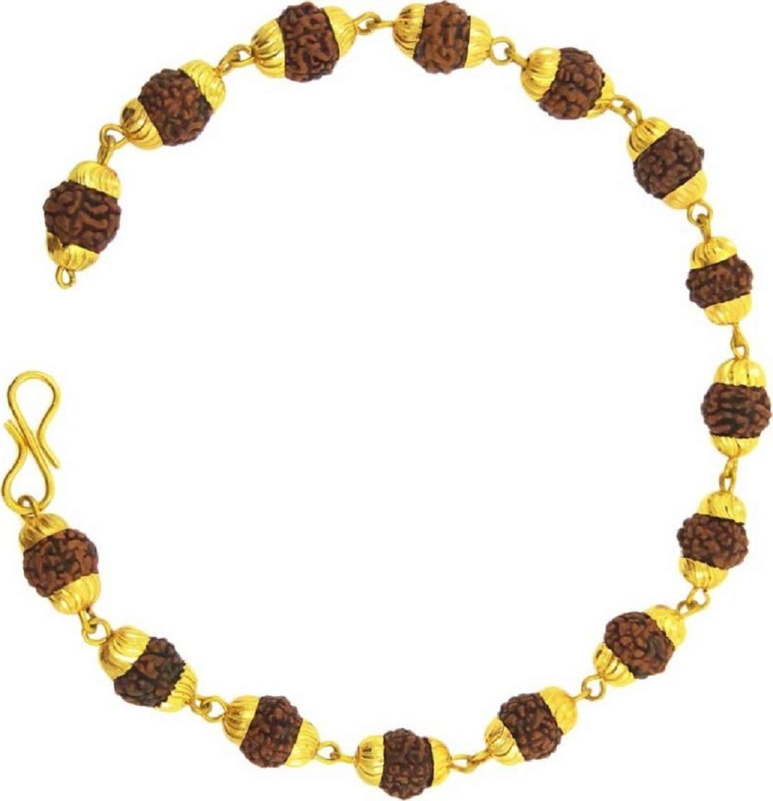 ASTRODIDI Rudraksha Bracelet of 5 Mukhi Beads and Brass Cap for Men & Women