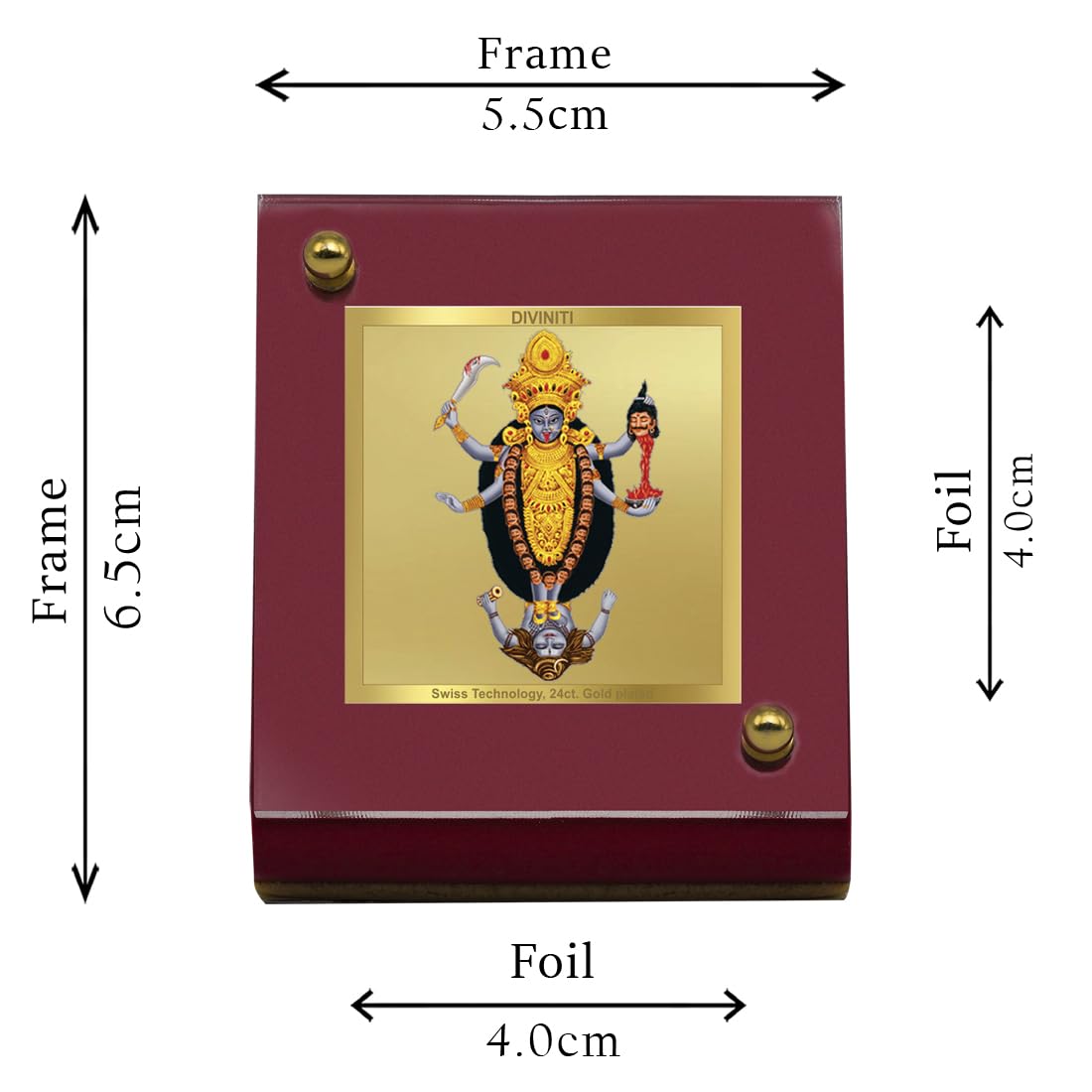 DIVINITI 24K Gold Plated Religious Car Dashboard Frame | Premium God Idol Frame for Car, Home Mandir & Office Table | Spiritual Gift, Decorative Showpiece | Kali