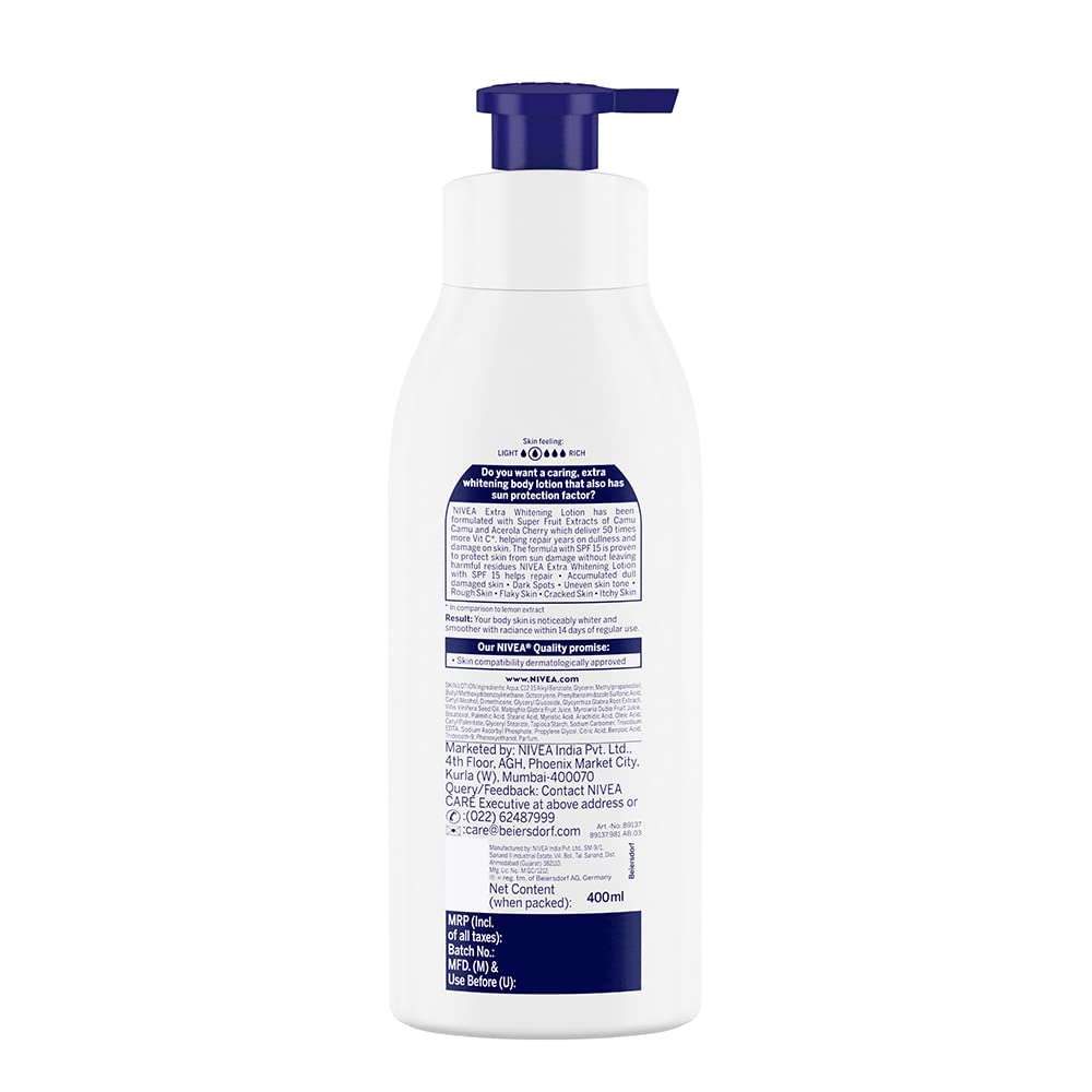 Nivea Body Lotion Natural Glow, Cell Repair, Spf 15 & 50X Vitamin C 400ml (Pack of 2)