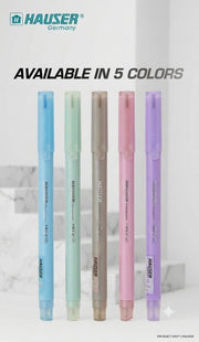 Hauser FLY 0.7mm Fine Precision Tip Ball Pen-Blue Ink-Pack of 10 | 5 Pastel Shades Matt Finish Body Colors | LV Ink For Smooth & Break-Free Writing | Smudge Free, Non-Fading & Quick-Dry Ink