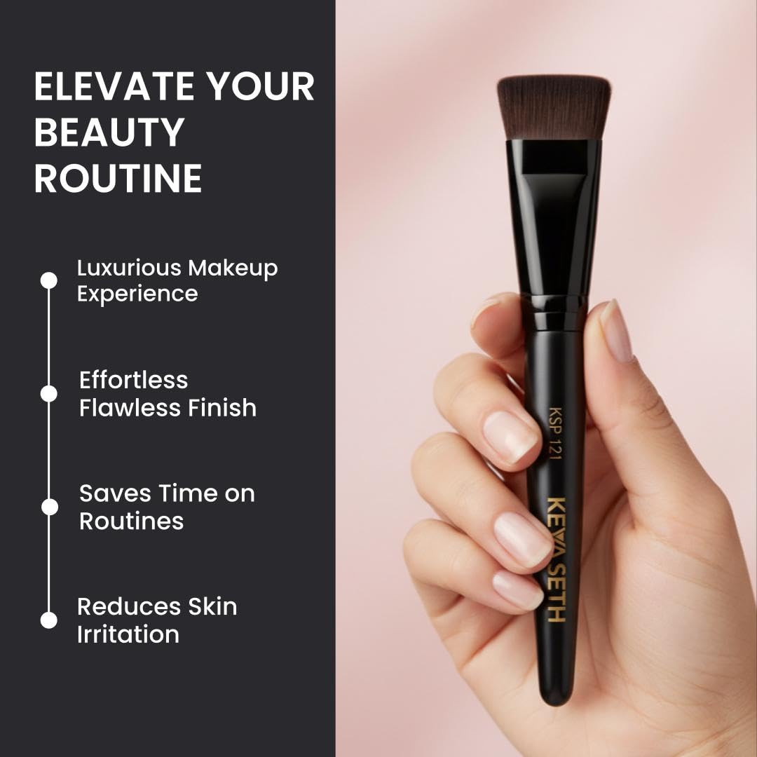 Keya Seth Professional Makeup, Flat Contouring Brush with Supper Fine Soft Bristles for Instant High Coverage Professional Quality Makeup.