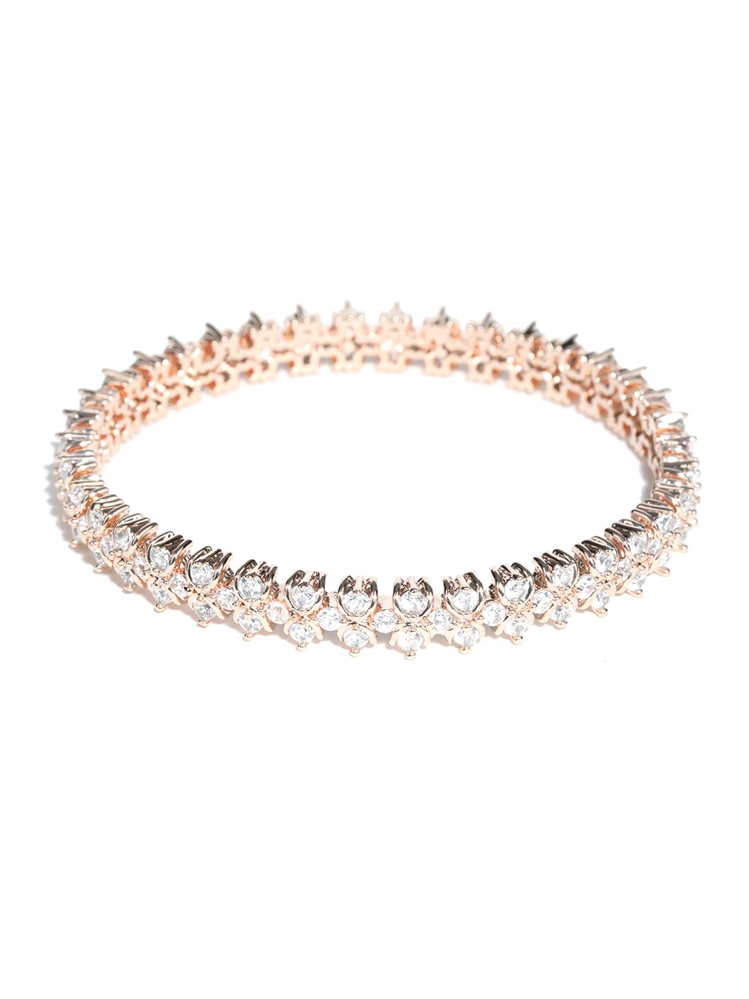 Priyaasi American Diamond Rose Gold Plated Bangle Set for women